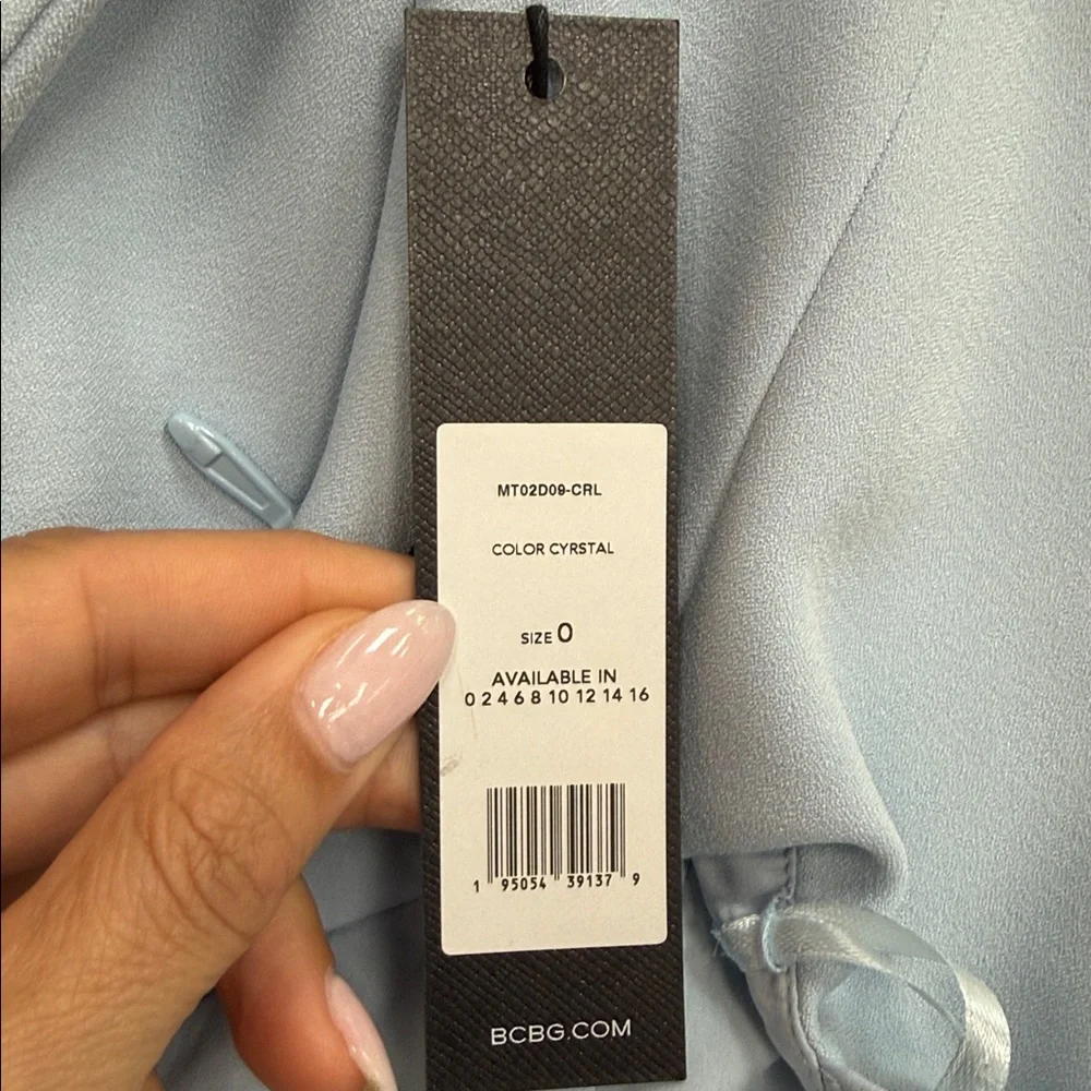 BCBGMaxAzria Light Blue One-Shoulder Ruffle Mini Dress - Picture 3 of 4